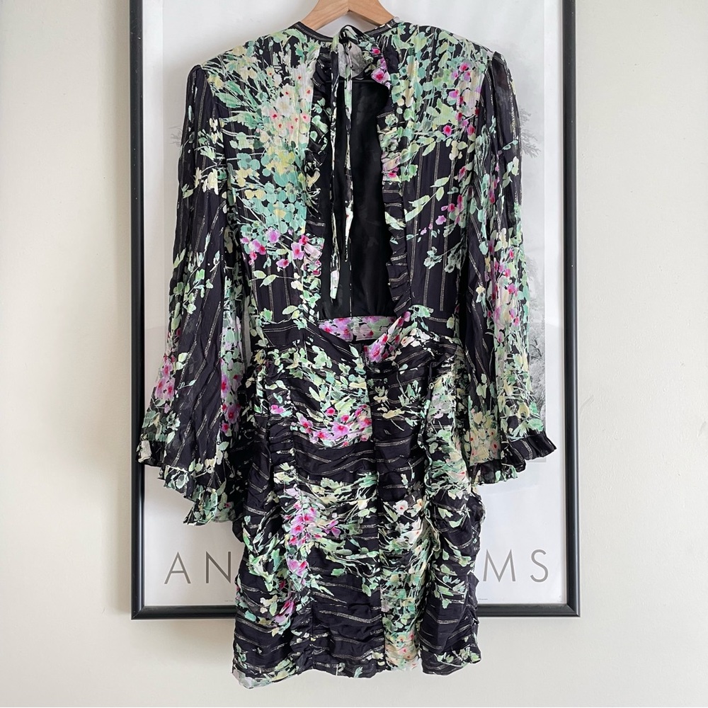 Sabina Musayev Romana Mini Dress Black Floral Small Open Back NWT - Picture 8 of 16